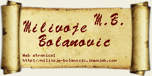 Milivoje Bolanović vizit kartica
